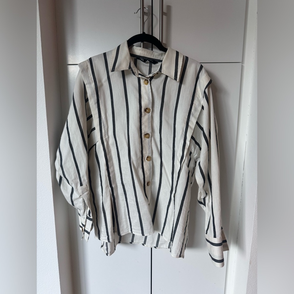 Zara STRIPED RUSTIC SHIRT size Large